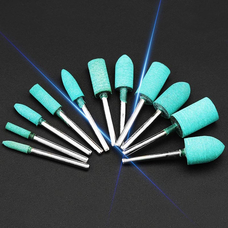 Oudtinz Oudtinx Polishing Accessories 100pcs Rubber Grinding Heads,3mm Shank Assorted Accessory, Mounted Point Wheel Head Kit for Dremel Polish Rotary Tools (Green) - Image 3